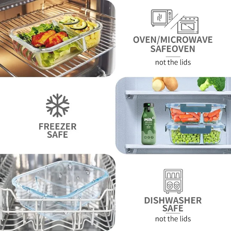 10-Pack Glass Meal Prep Containers