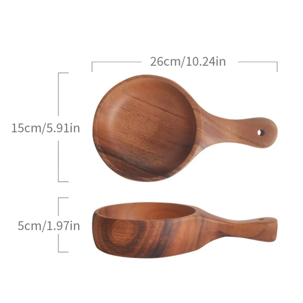 Handcrafted Wooden Bowl with Handle