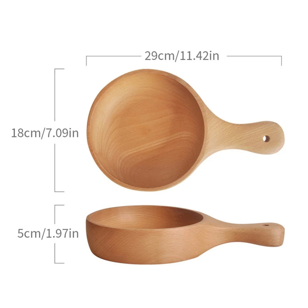 Handcrafted Wooden Bowl with Handle