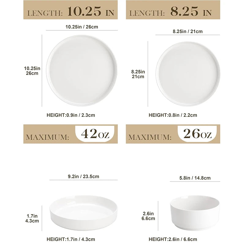 LEAH 24-Piece White Ceramic Dinnerware Set