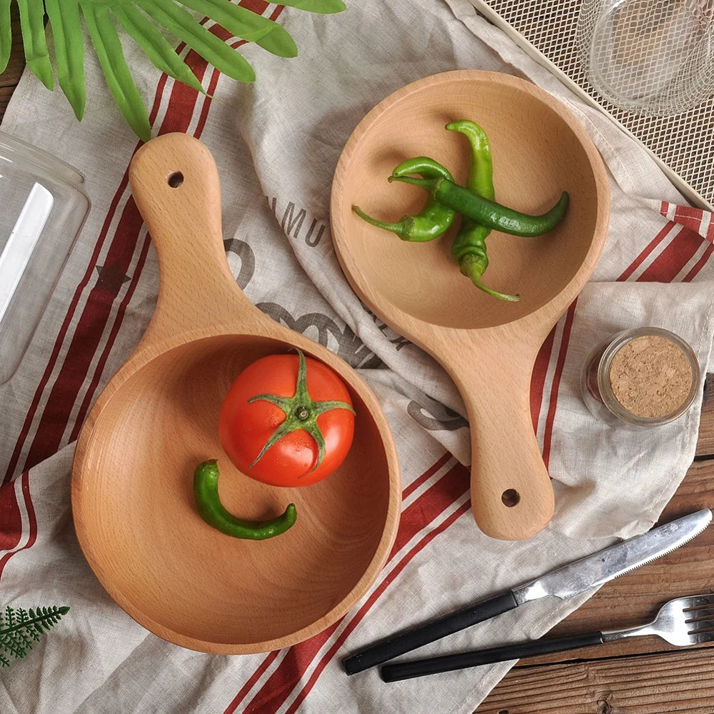 Handcrafted Wooden Bowl with Handle