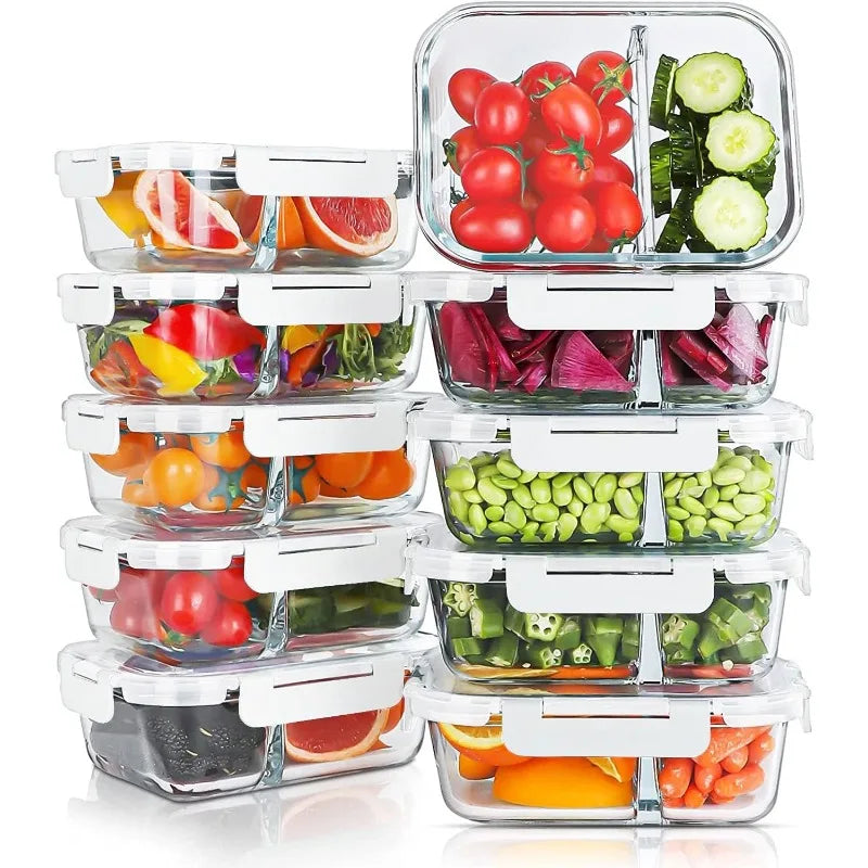 10-Pack Glass Meal Prep Containers