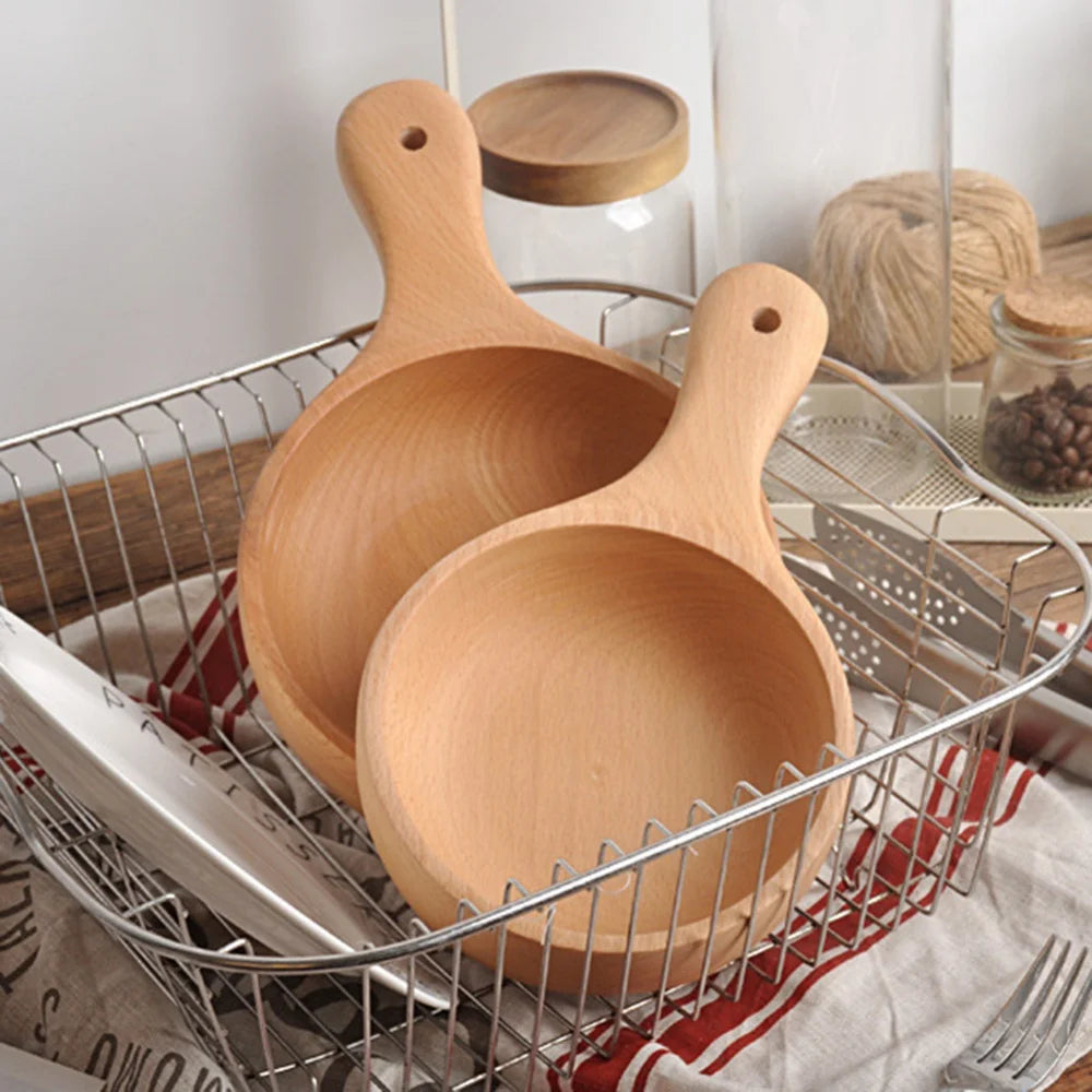 Handcrafted Wooden Bowl with Handle
