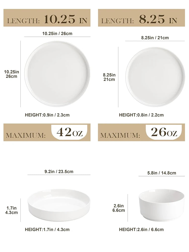 LEAH 24-Piece White Ceramic Dinnerware Set