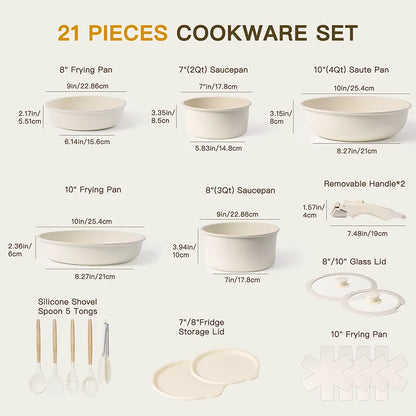 21 Piece Ceramic Non-Stick Cookware Set