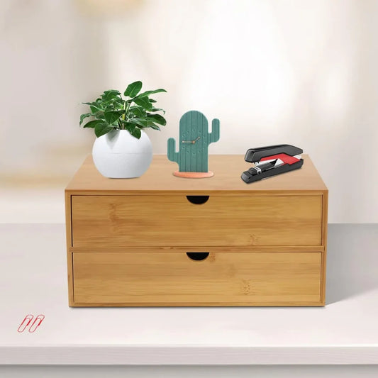 2-Drawer Bamboo Desk Organizer