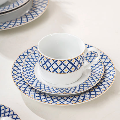 Porcelain Blue & Gold Dinnerware Set