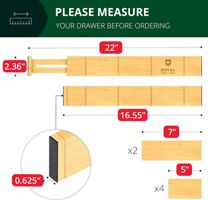 Adjustable Bamboo Drawer Dividers (4-Pack)