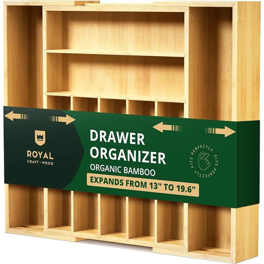 Expandable Bamboo Kitchen Drawer Organizer