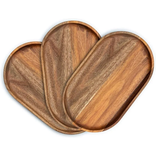 3-Piece Acacia Wood Plate Set