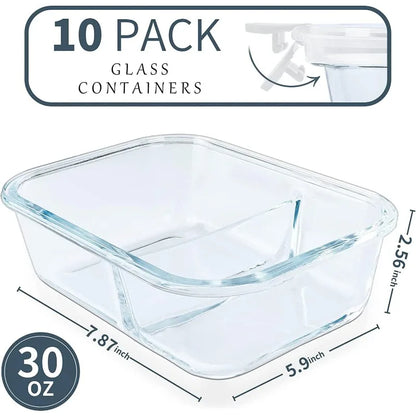10-Pack Glass Meal Prep Containers