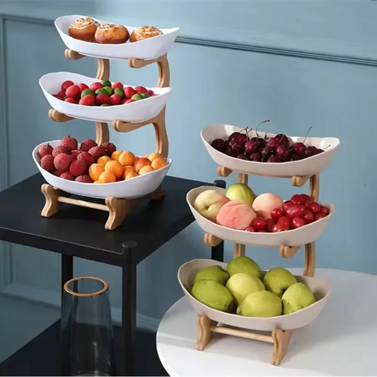 Three-Tier Wooden Serving Stand