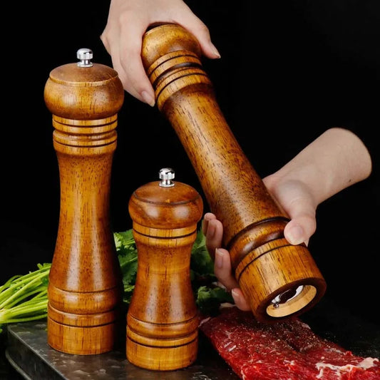 Classic Oak Wood Pepper & Spice Grinder Set