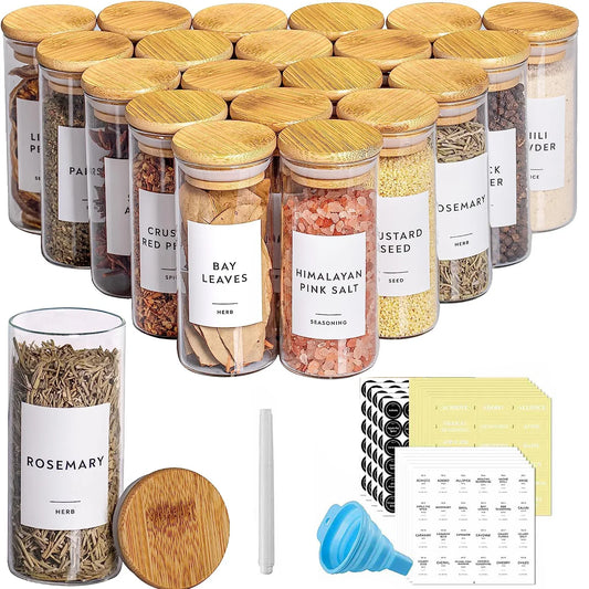 Glass Spice Jars with Bamboo Lids