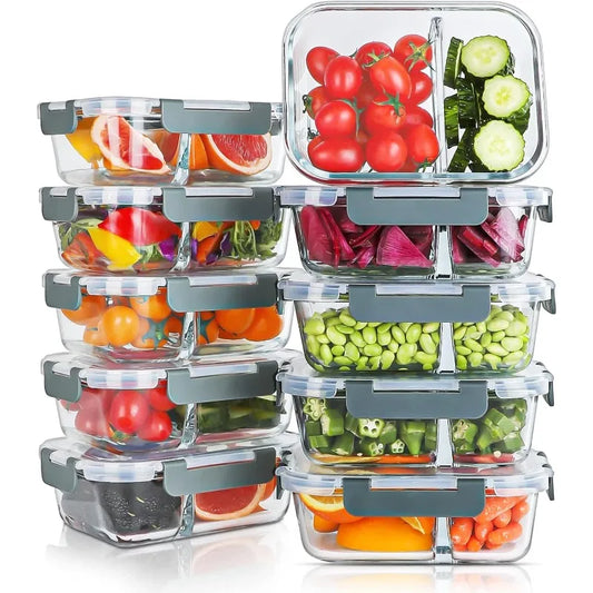 10-Pack Glass Meal Prep Containers