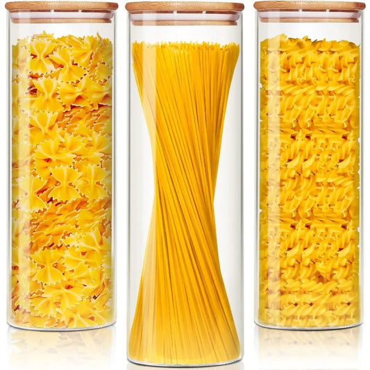 Large Borosilicate Glass Storage Jars with Bamboo Lids